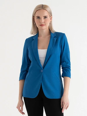 Hampton 3/4 Ruched Sleeve Ponte Blazer