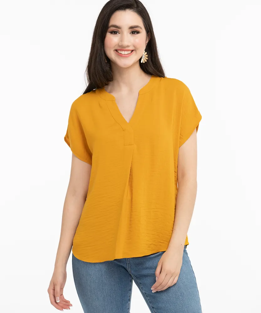 Extended Sleeve Henley Blouse