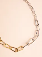 Silver and Gold Chain-Link Necklace