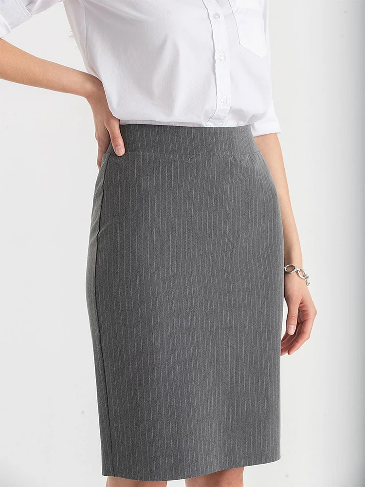 Basic Pencil Skirt Pinstripe Luxe Tailored