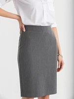 Basic Pencil Skirt Pinstripe Luxe Tailored