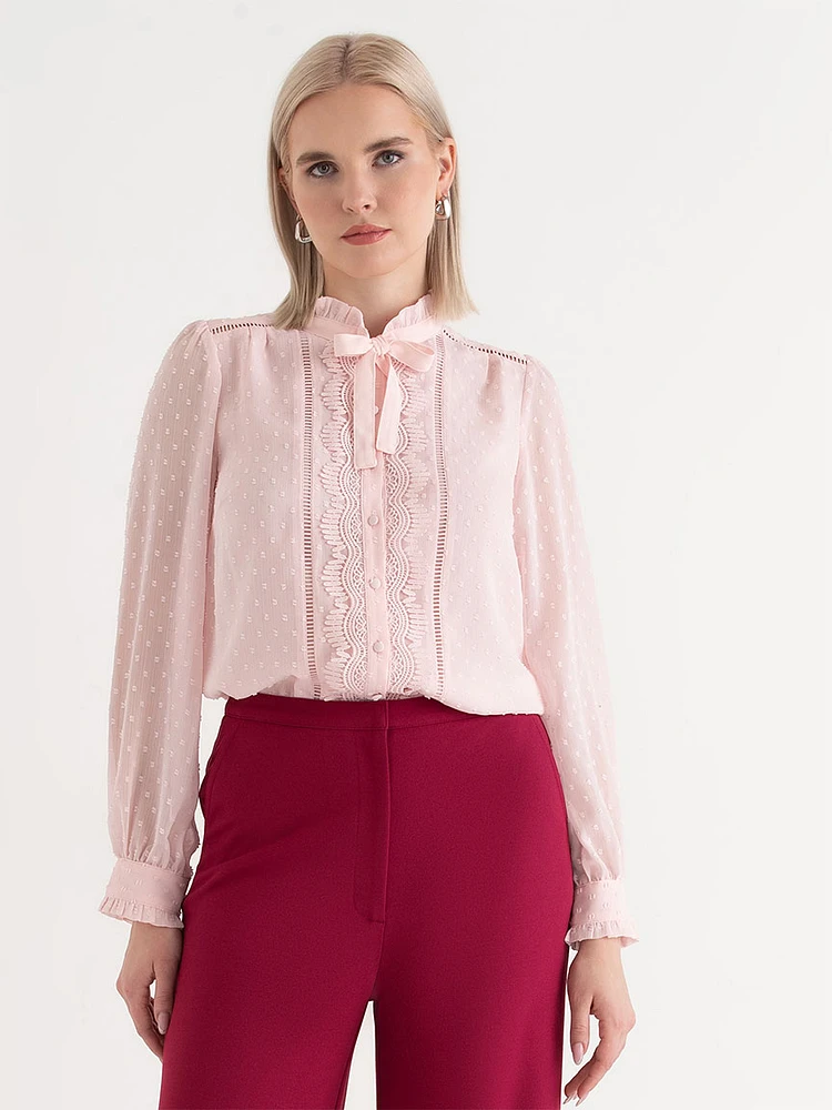 Long Sleeve Frilly Blouse