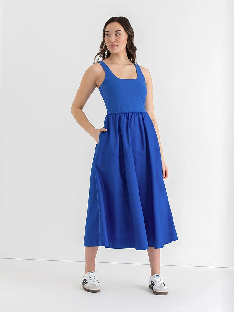 Sleeveless Mix Media Midi Dress