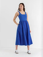 Sleeveless Mix Media Midi Dress