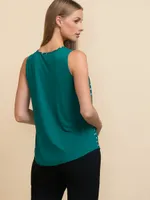 Sleeveless Mix Media Henley Top