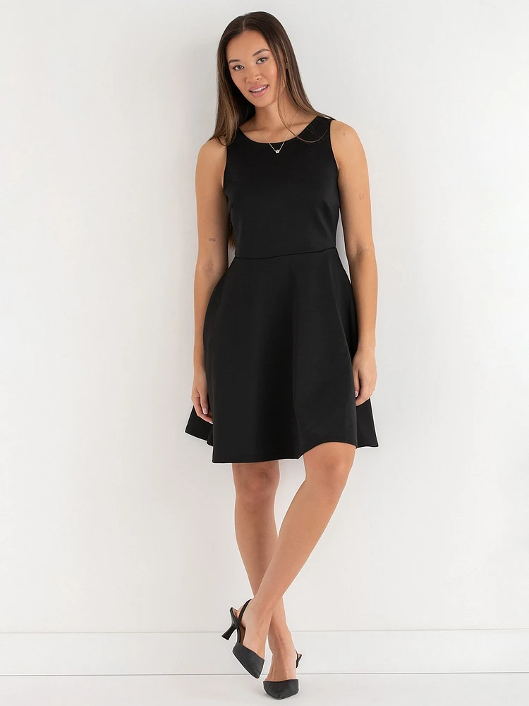 Scuba Fit & Flare Dress with Pockets