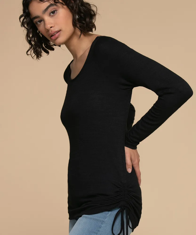 Eco Friendly Ruched Side Long Sleeve Tee