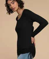 Eco Friendly Ruched Side Long Sleeve Tee