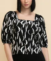 Puff-Sleeve Square Neck Blouse