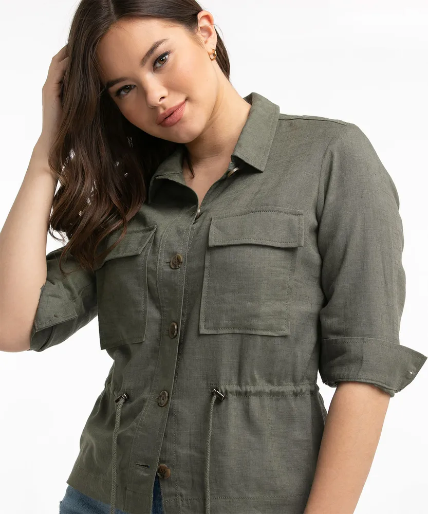 Button Front Military Jacket