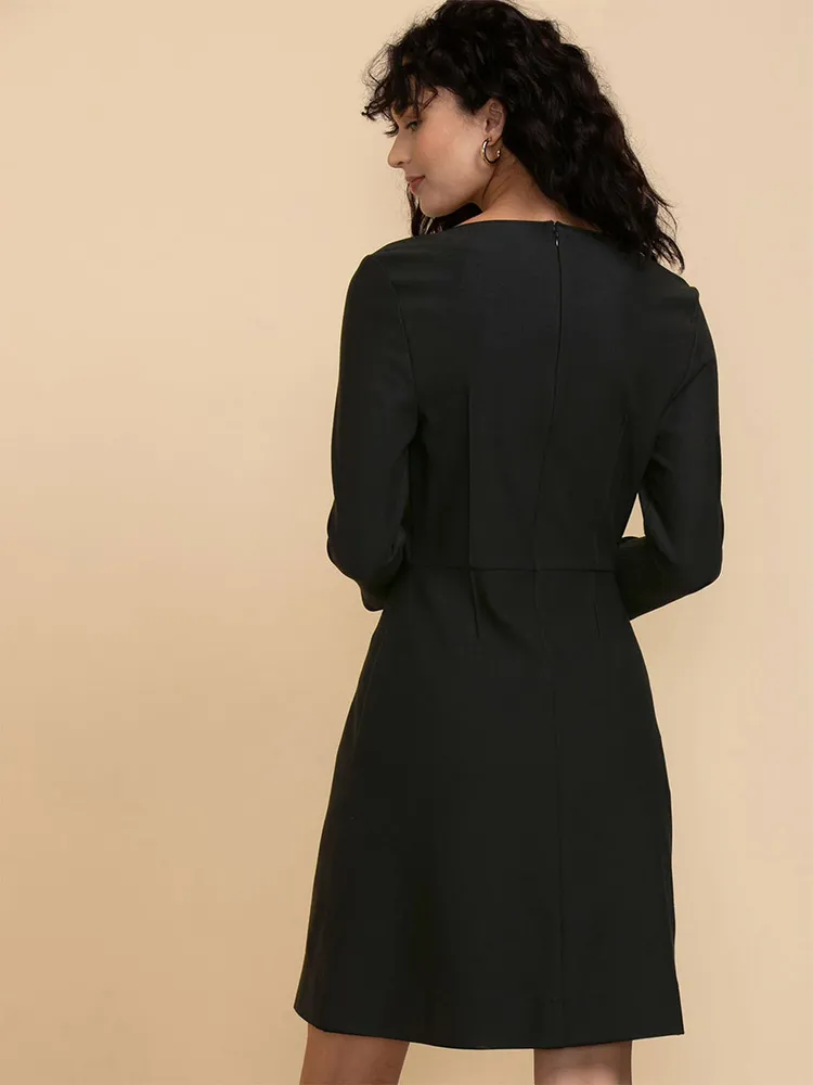 3/4 Sleeve A-Line Dress Luxe Ponte