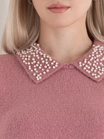 Pearl Collar Pullover Sweater