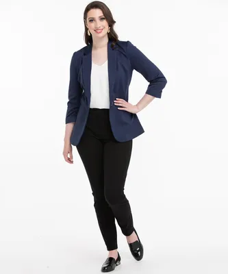 Ruched 3/4 Sleeve Blazer