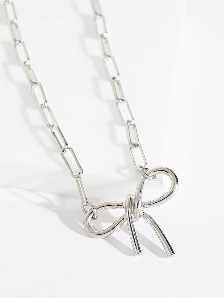 Bow Paper Clip Necklace