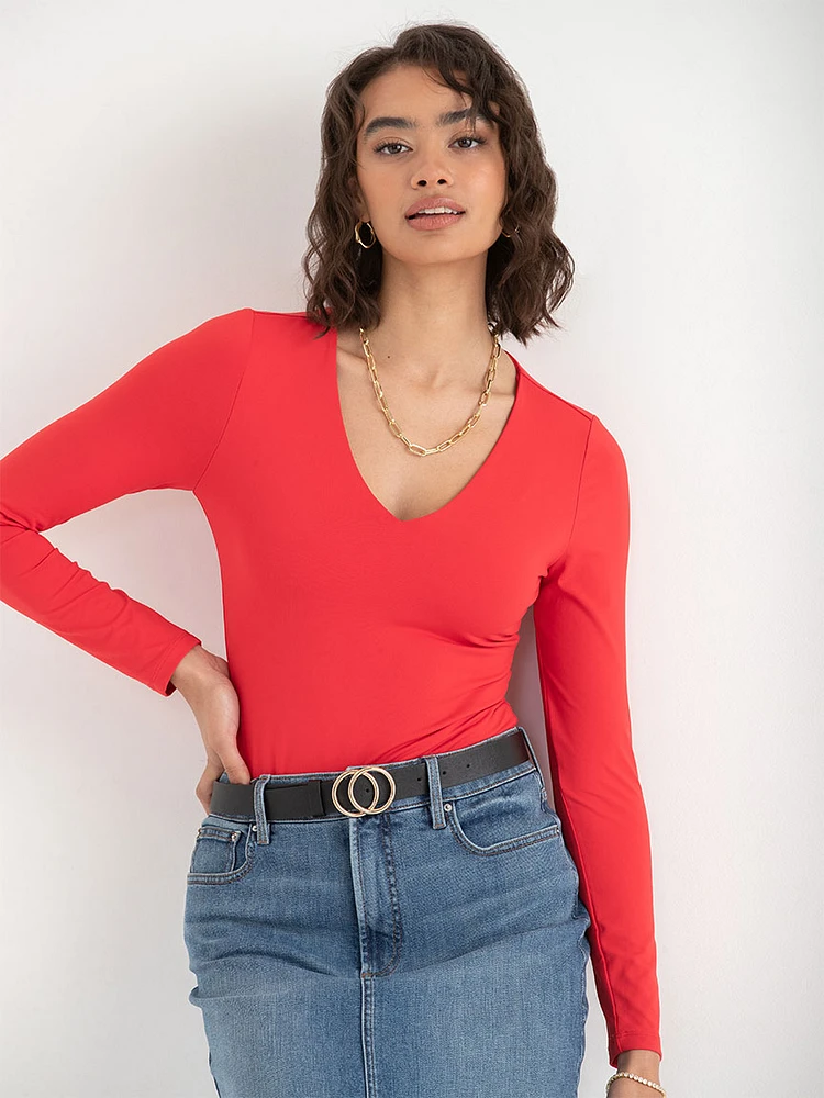 Long Sleeve V-Neck Bodysuit