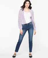 Pointelle Cropped Open Cardigan