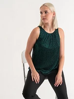 Pleat Neck Tinsel Tank Top