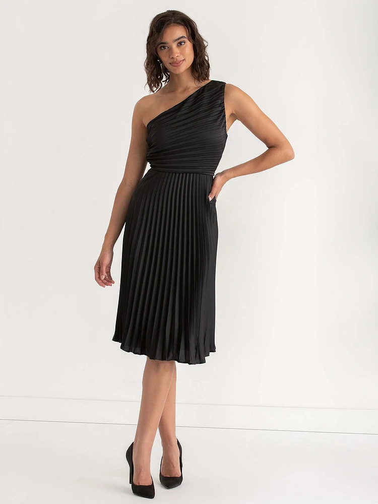 One Shoulder Pleated Dress