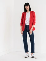 Hampton 3/4 Ruched Sleeve Ponte Blazer