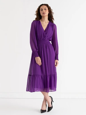 Nova Smocked Midi Dress Chiffon