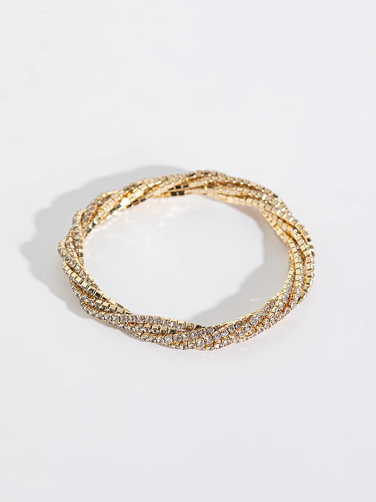 Gold Plated Stretchy Tennis Bracelet