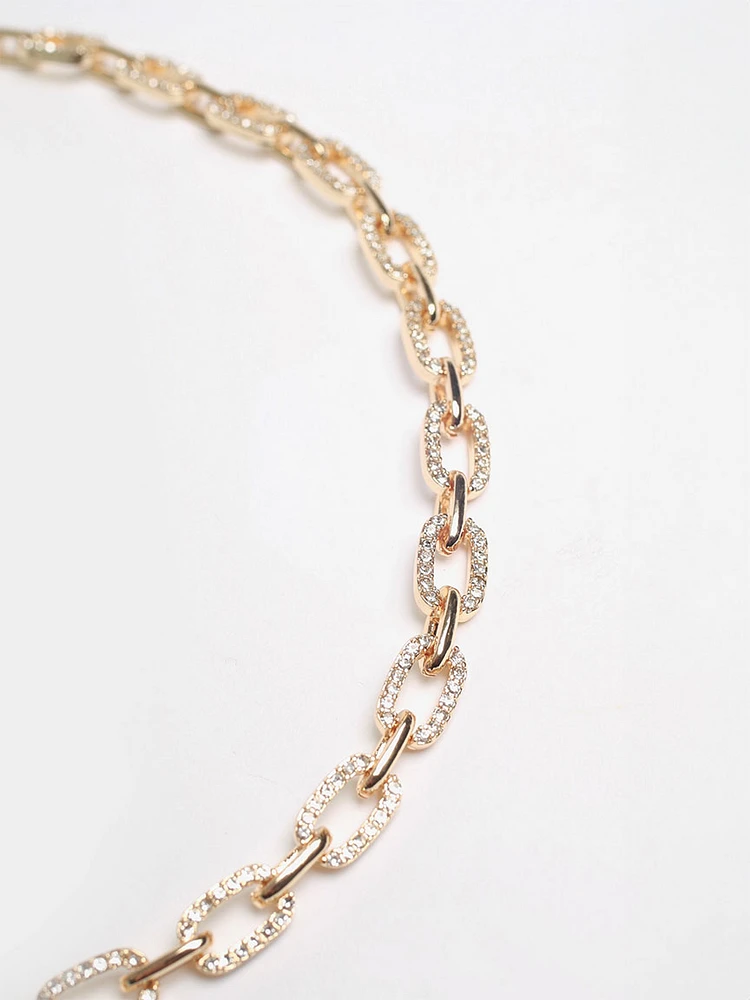 Pave Gold Chain-Link Necklace