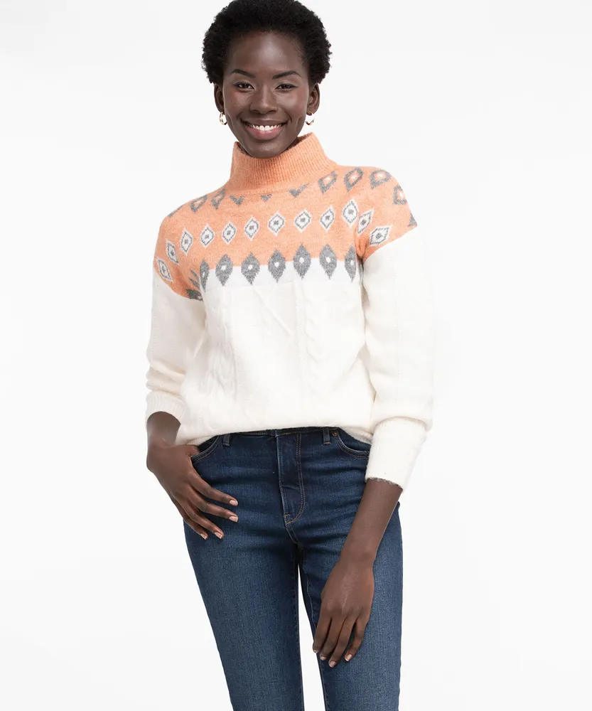 Fair Isle Mock Neck Sweater