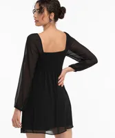 Long Sleeve Tie Neck Dress