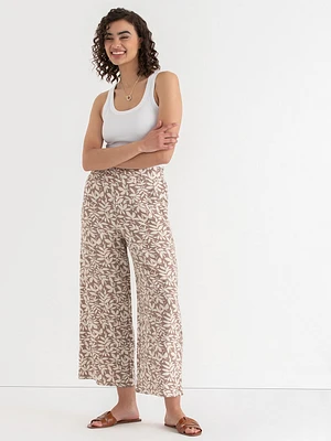 Viscose Linen Wide Crop Pant