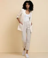 Textured Mid-Length Open Blazer