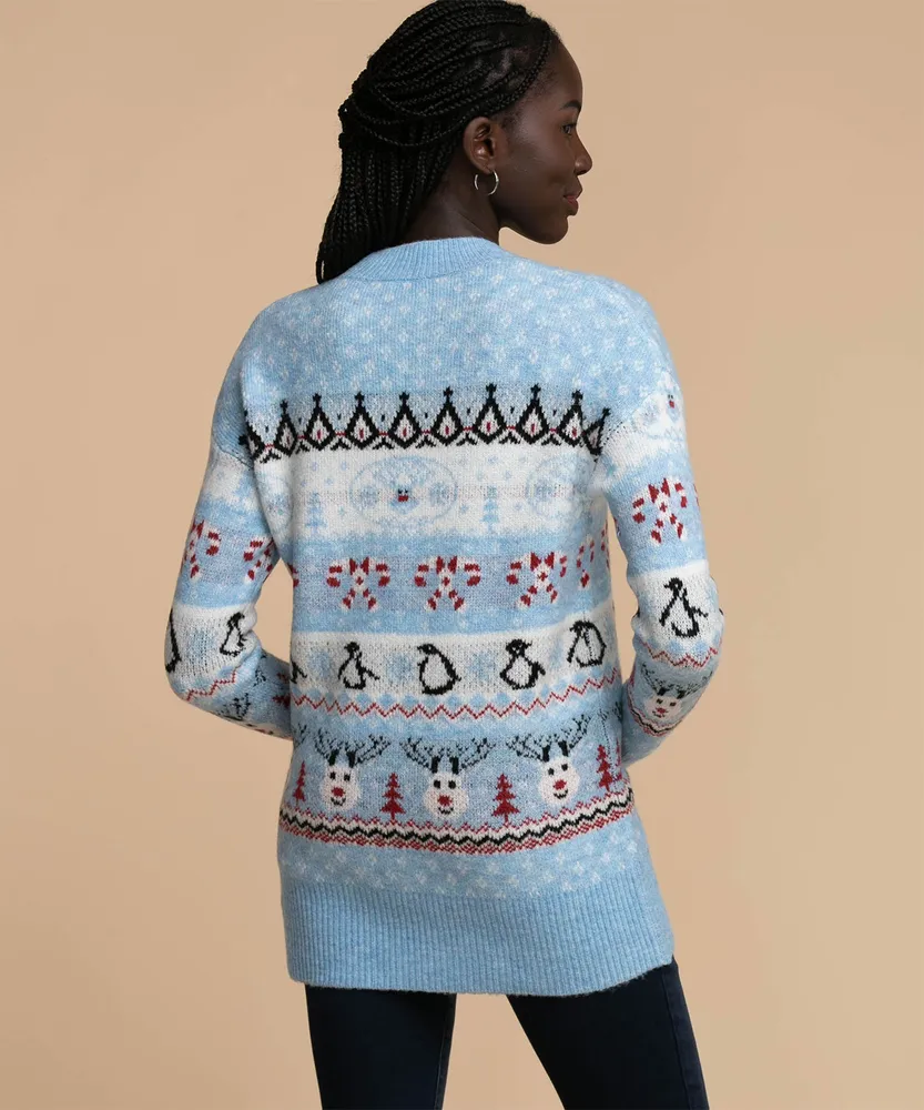 Fair Isle Mock Neck Tunic Sweater