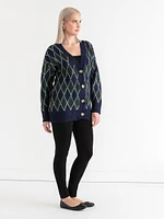 Argyle Button Front Cardigan