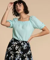 Cotton Puff-Sleeve Blouse