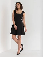 Luxe Ponte Square Neck Fit & Flare Dress