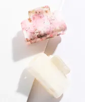 Pink Marble & Cream Square Claw Clip 2-Pack