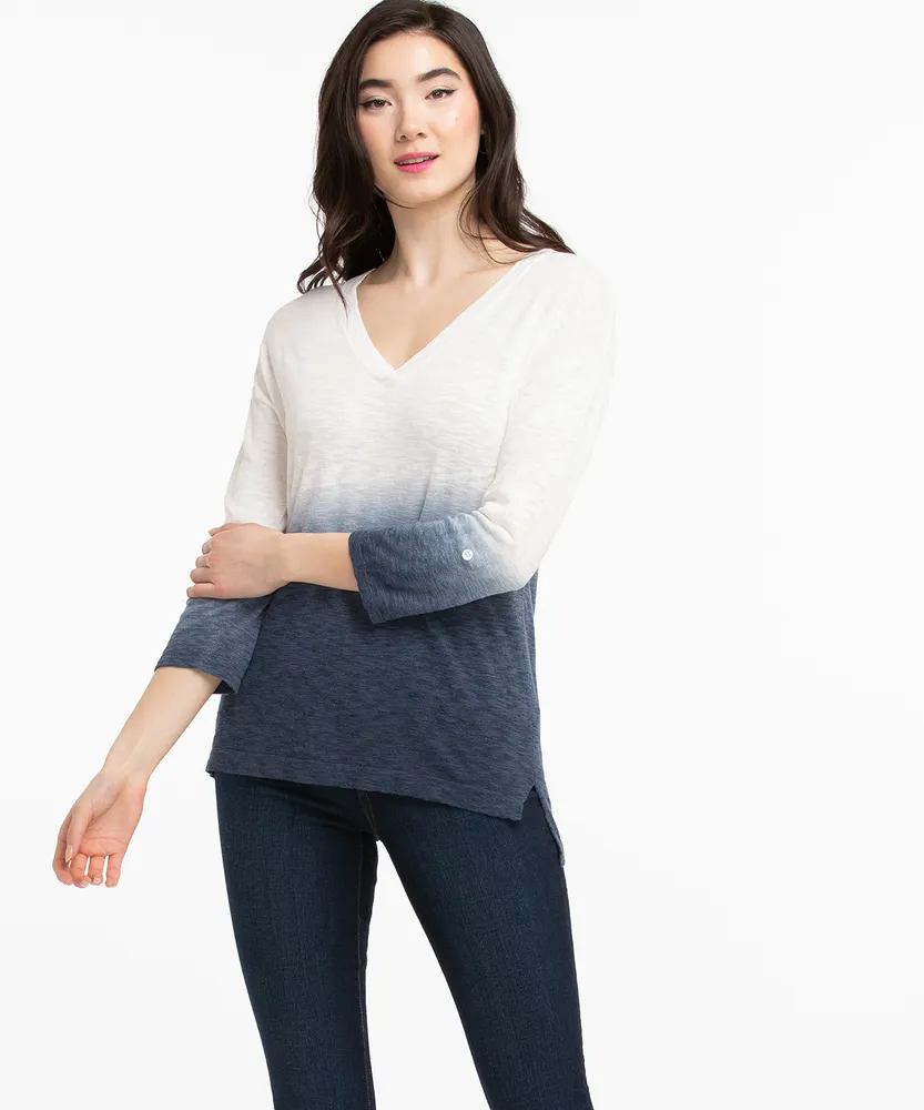 Roll Sleeve Ombre Pullover