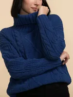 Cowl Neck Pullover Cable Knit Sweater