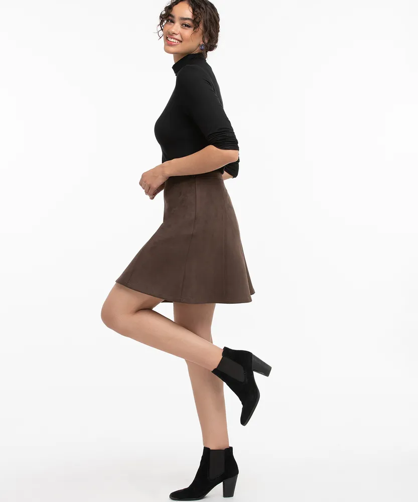 Faux Suede Flippy Skirt