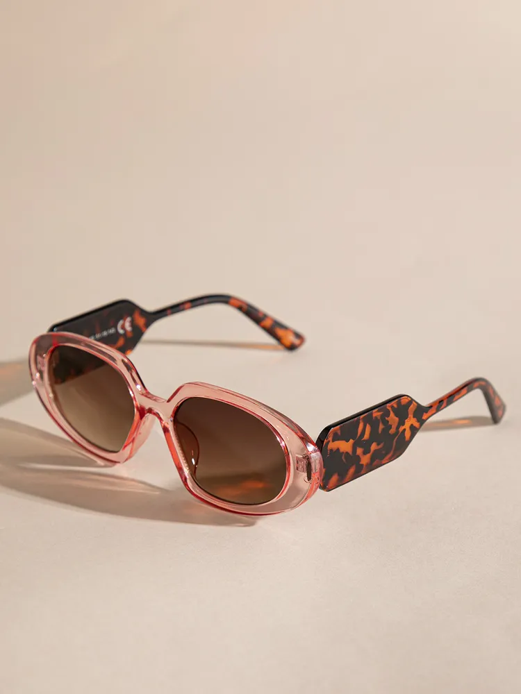 Oval Translucent Pink Sunglasses