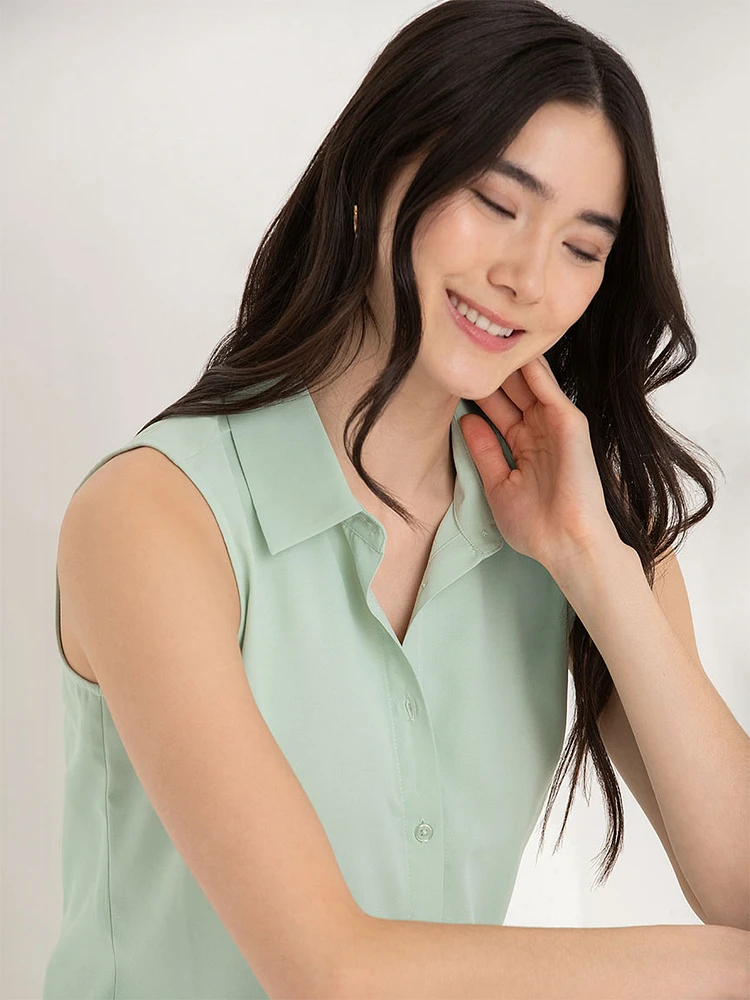 Nicole Sleeveless Collared Shirt