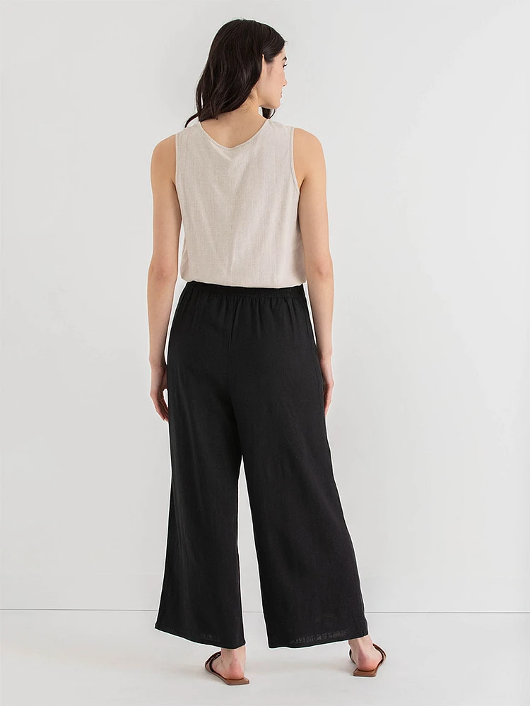 Viscose Linen Wide Crop Pant