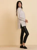 Wool-Blend Mock Neck Tunic Sweater