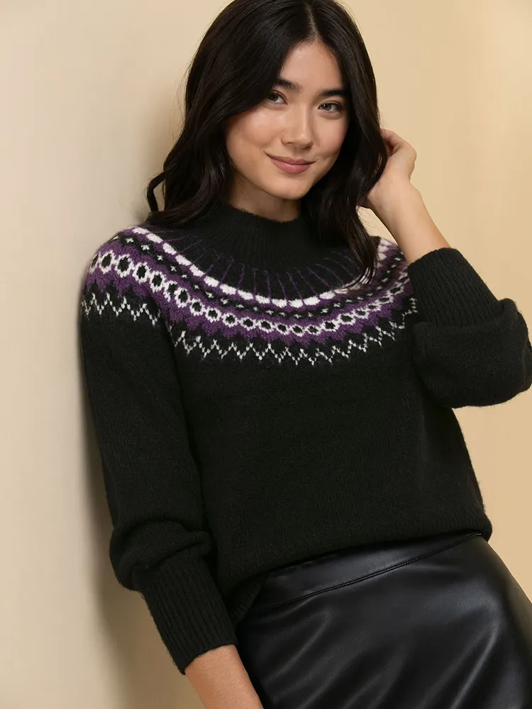 Mock Neck Balloon Sleeve Sweater