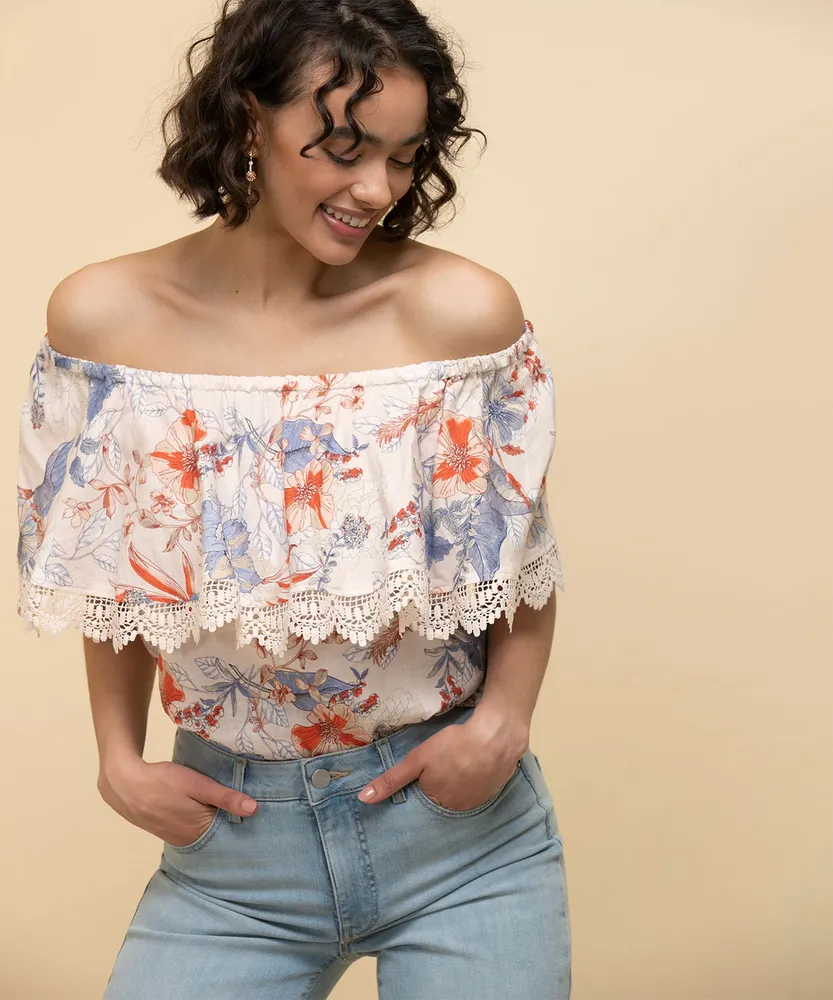 Cupio Linen On/Off Shoulder Blouse