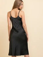 Strappy Cowl Neck Satin Dress