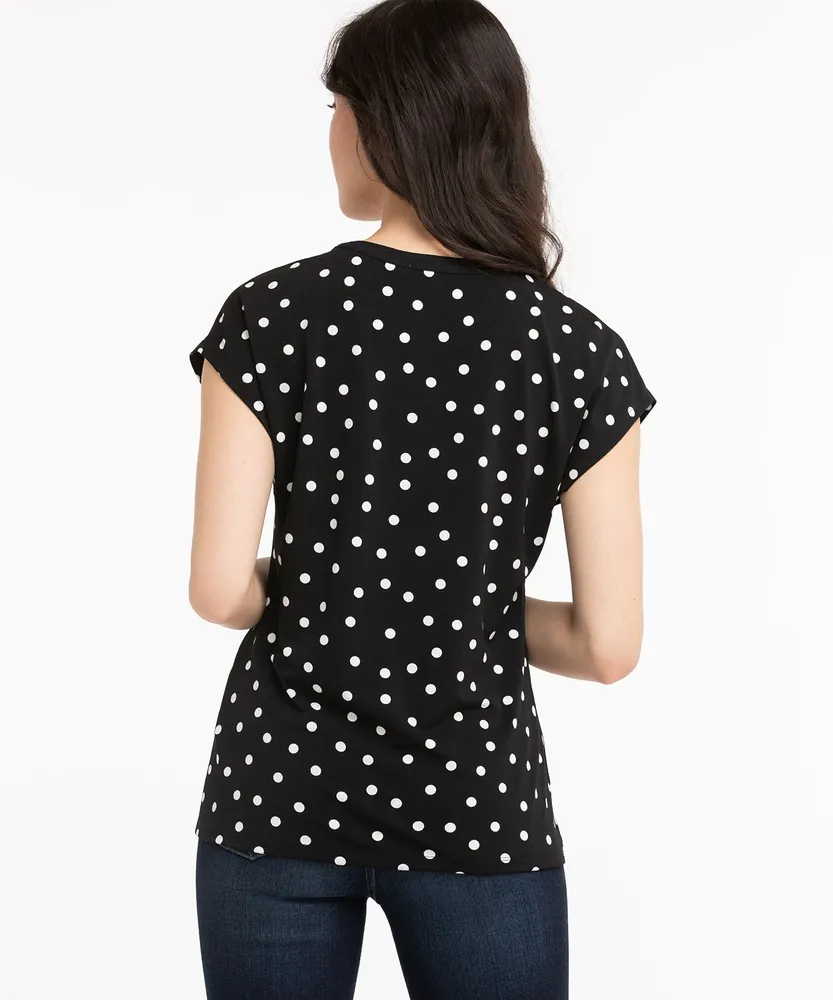 Pocketed Short Sleeve Henley Top