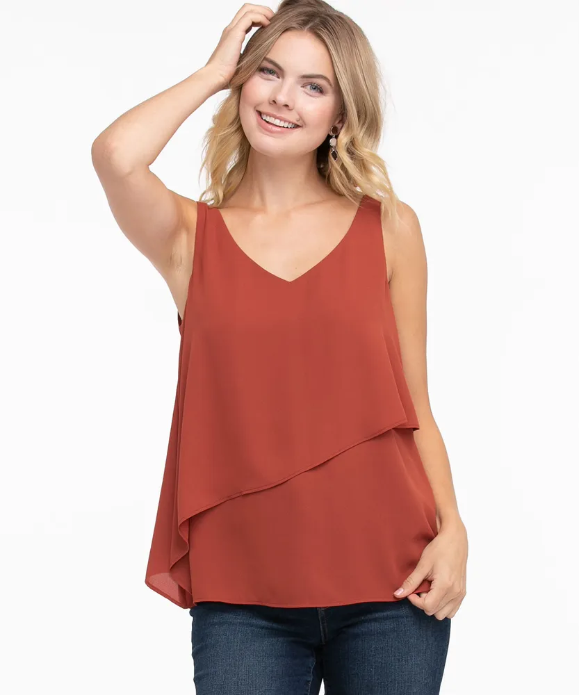 Asymmetrical Layered Tank Blouse