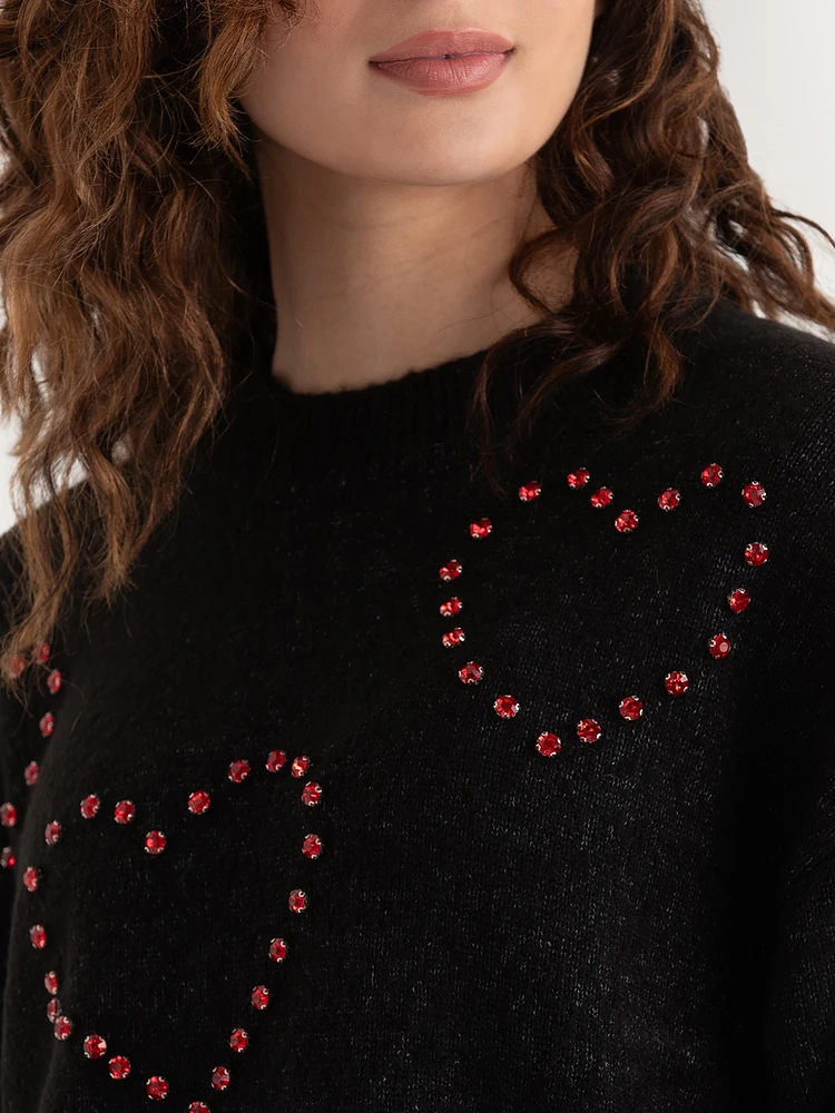 Beaded Heart Sweater