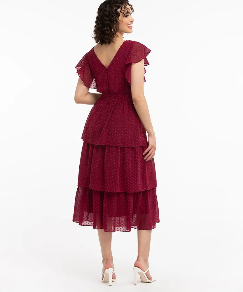 Tiered Flutter Sleeve Dress