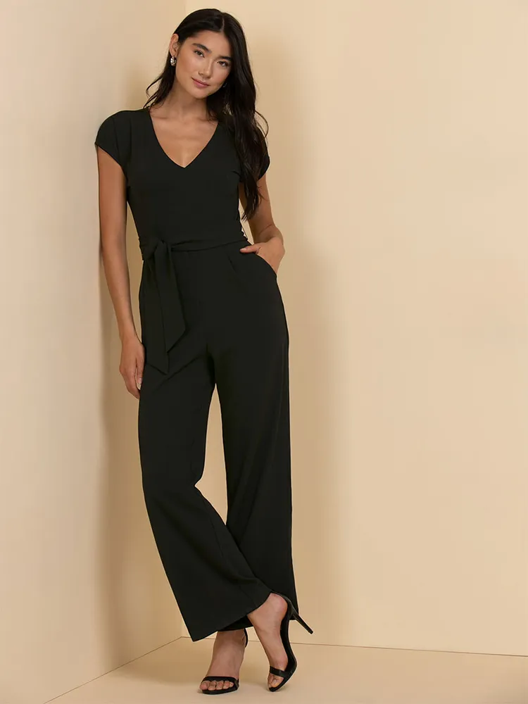 RICKI'S Short Sleeve V-Neck Jumpsuit